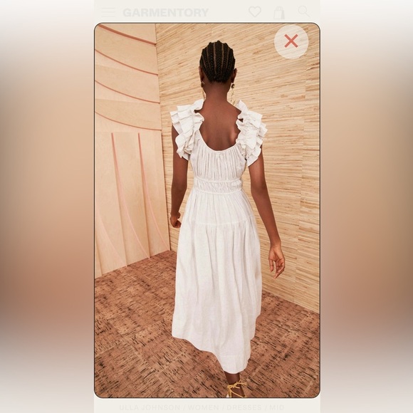 Ulla Johnson Tan Cream Stripe Rissa Dress 0 Sand Ruffle Sleeve Maxi - Picture 4 of 13